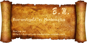 Borostyán Modeszta névjegykártya